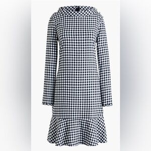 J. CREW Long-Sleeve Flannel Funnelneck Checkered Plaid Dress Fall Size S NWT